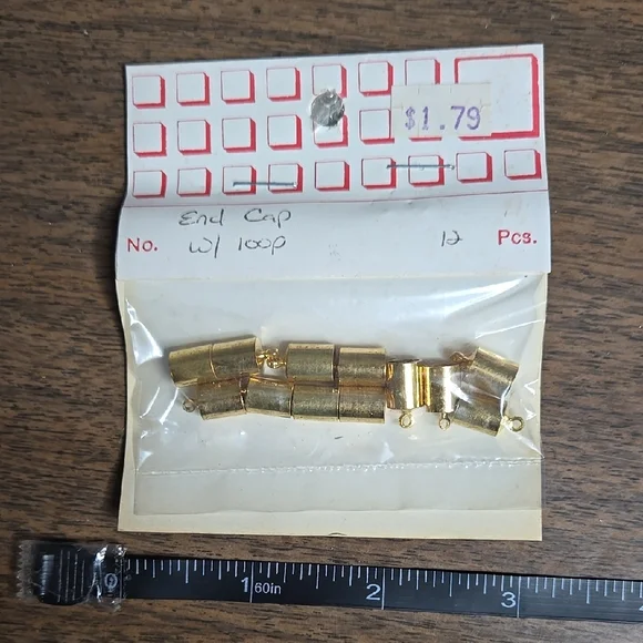 Gold Toned End Caps with Loops (16 Packs) - Picture 3 of 8
